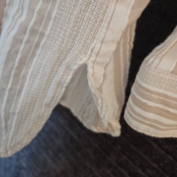 Susan Graver 100% Cotton Tunic Shirt Size 1X White Striped Beige White - Picture 8 of 12